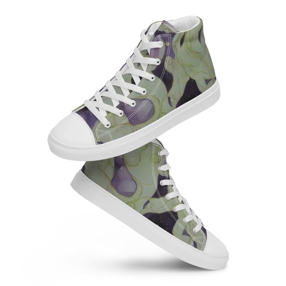 Sage Galaxy on Men's High Top Canvas Shoes — Front