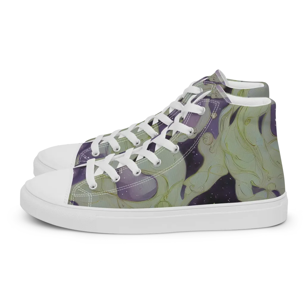 Sage Galaxy on Women's High Top Canvas Shoes — Left