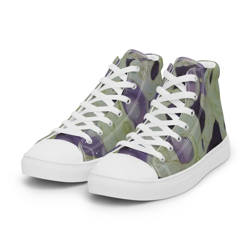 Sage Galaxy on Women's High Top Canvas Shoes — Left Front