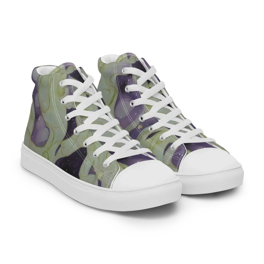 Sage Galaxy on Women's High Top Canvas Shoes — Right Front