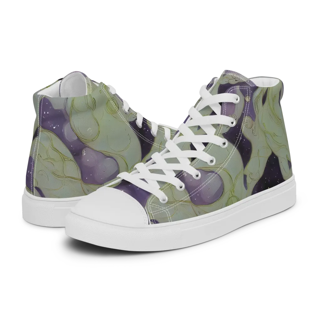 Sage Galaxy on Women's High Top Canvas Shoes — Left