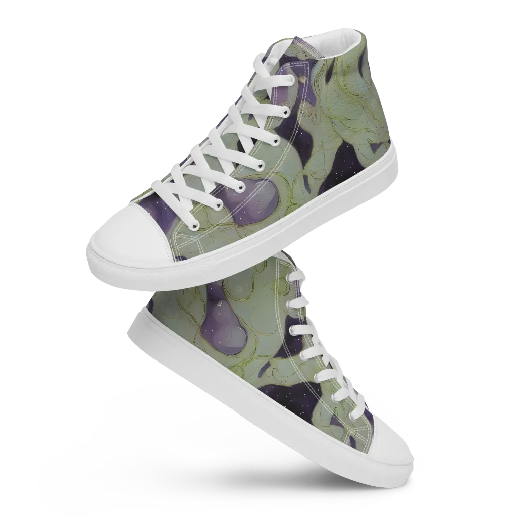 Sage Galaxy on Women's High Top Canvas Shoes — Front