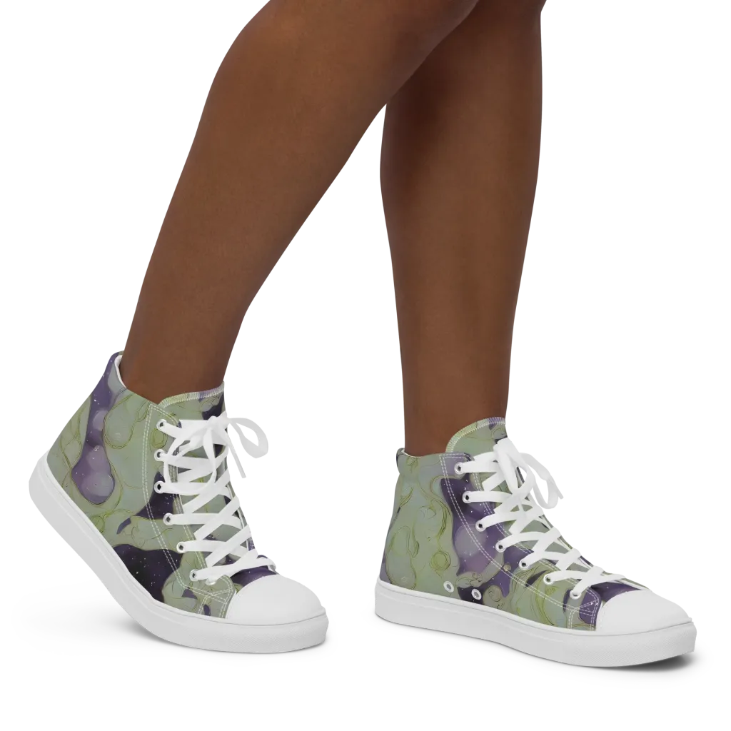 Sage Galaxy on Women's High Top Canvas Shoes — Right