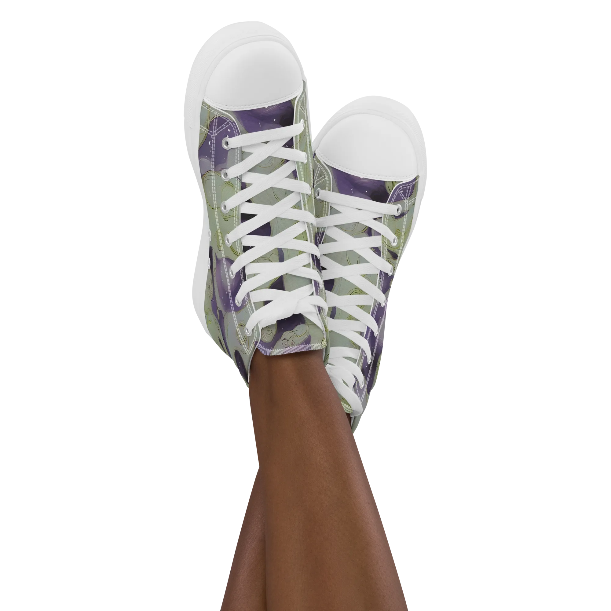 Sage Galaxy on Women's High Top Canvas Shoes — Front