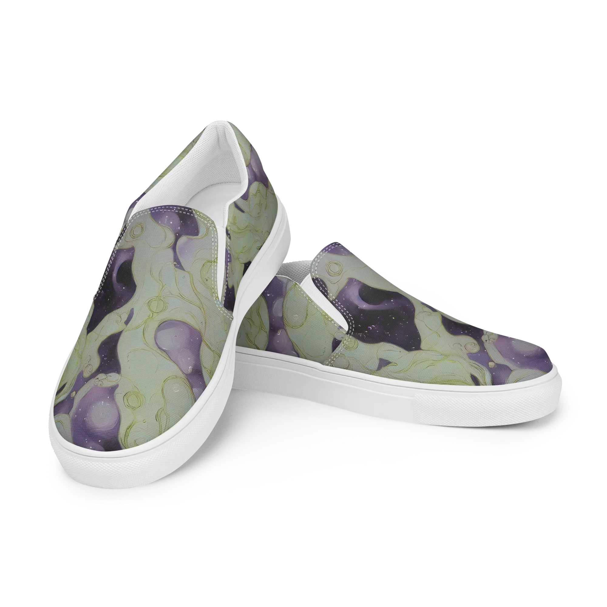 Sage Galaxy on Men's Slip-On Canvas Shoes — Left Front