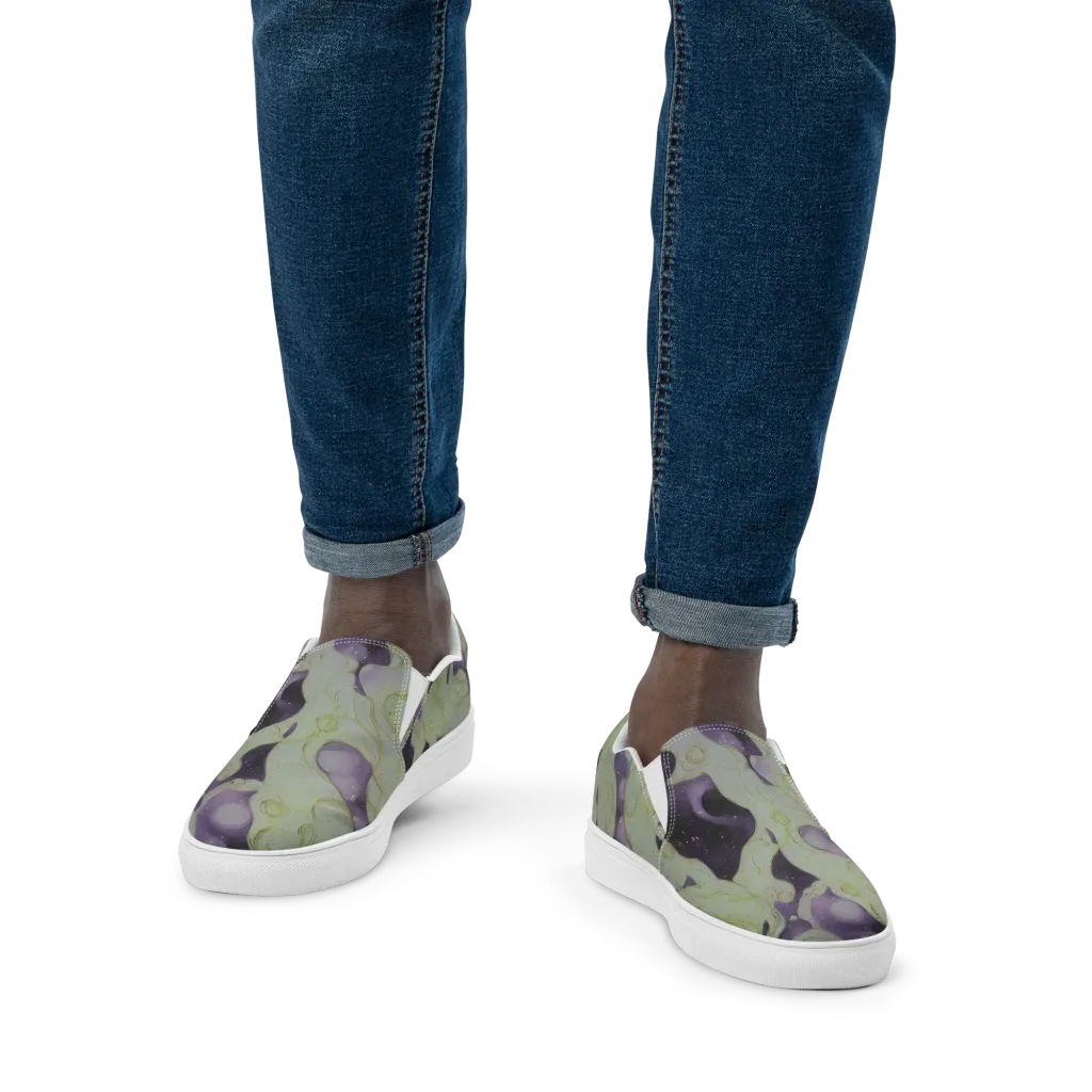 Sage Galaxy on Men's Slip-On Canvas Shoes — Front