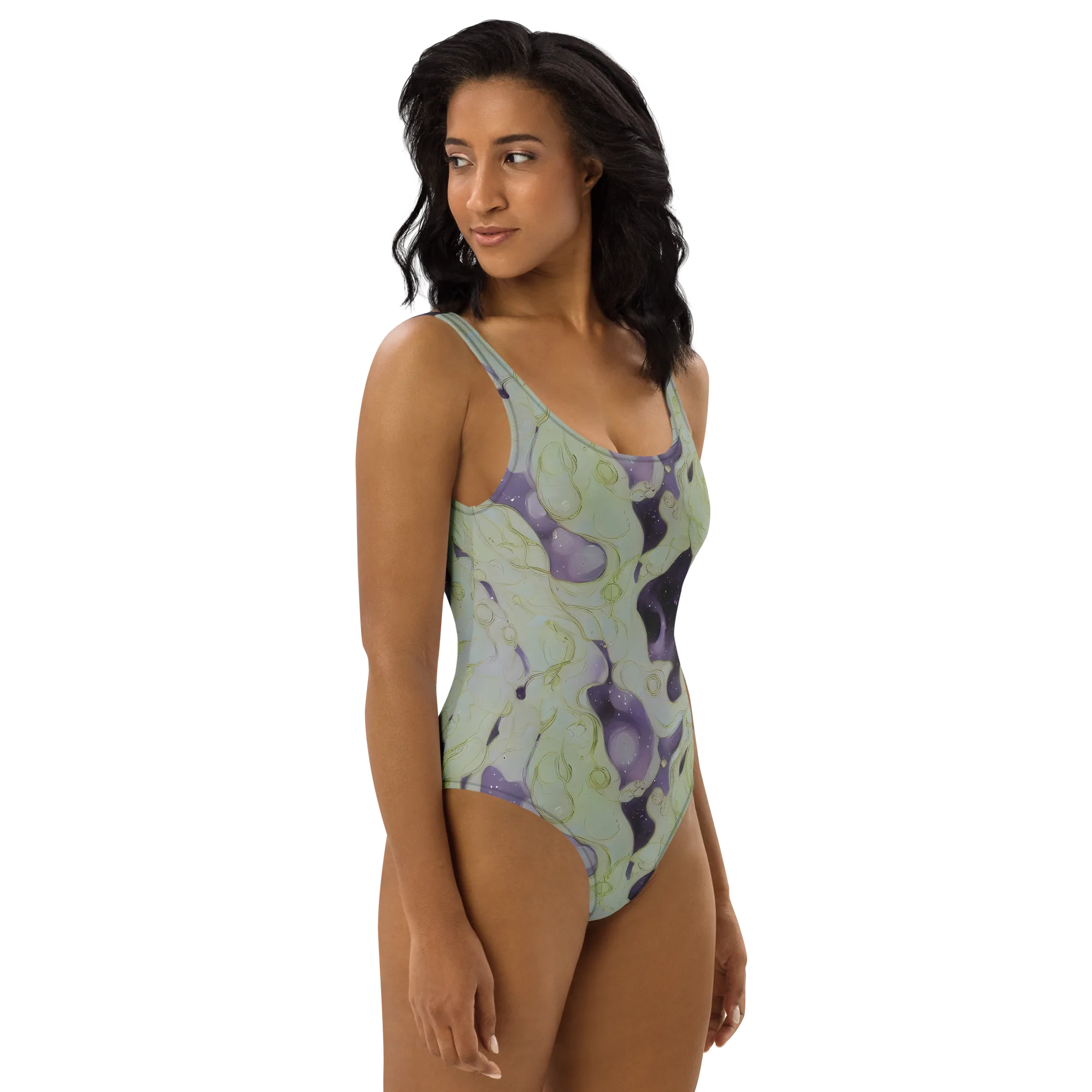 Sage Galaxy on One-Piece Swimsuit — Right