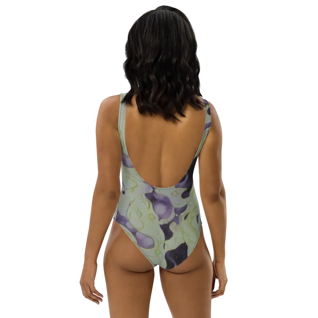 Sage Galaxy on One-Piece Swimsuit — Back