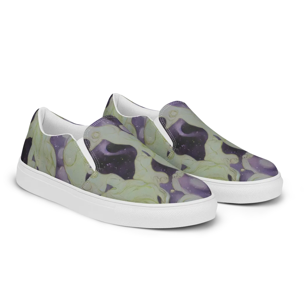 Sage Galaxy on Women's Slip-On Canvas Shoes — Right Front