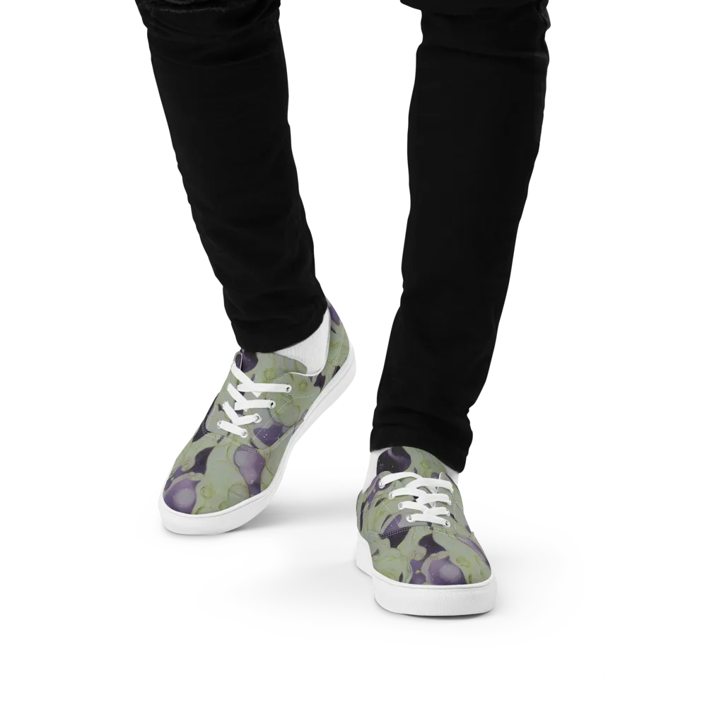 Sage Galaxy on Men's Lace-Up Canvas Shoes — Front