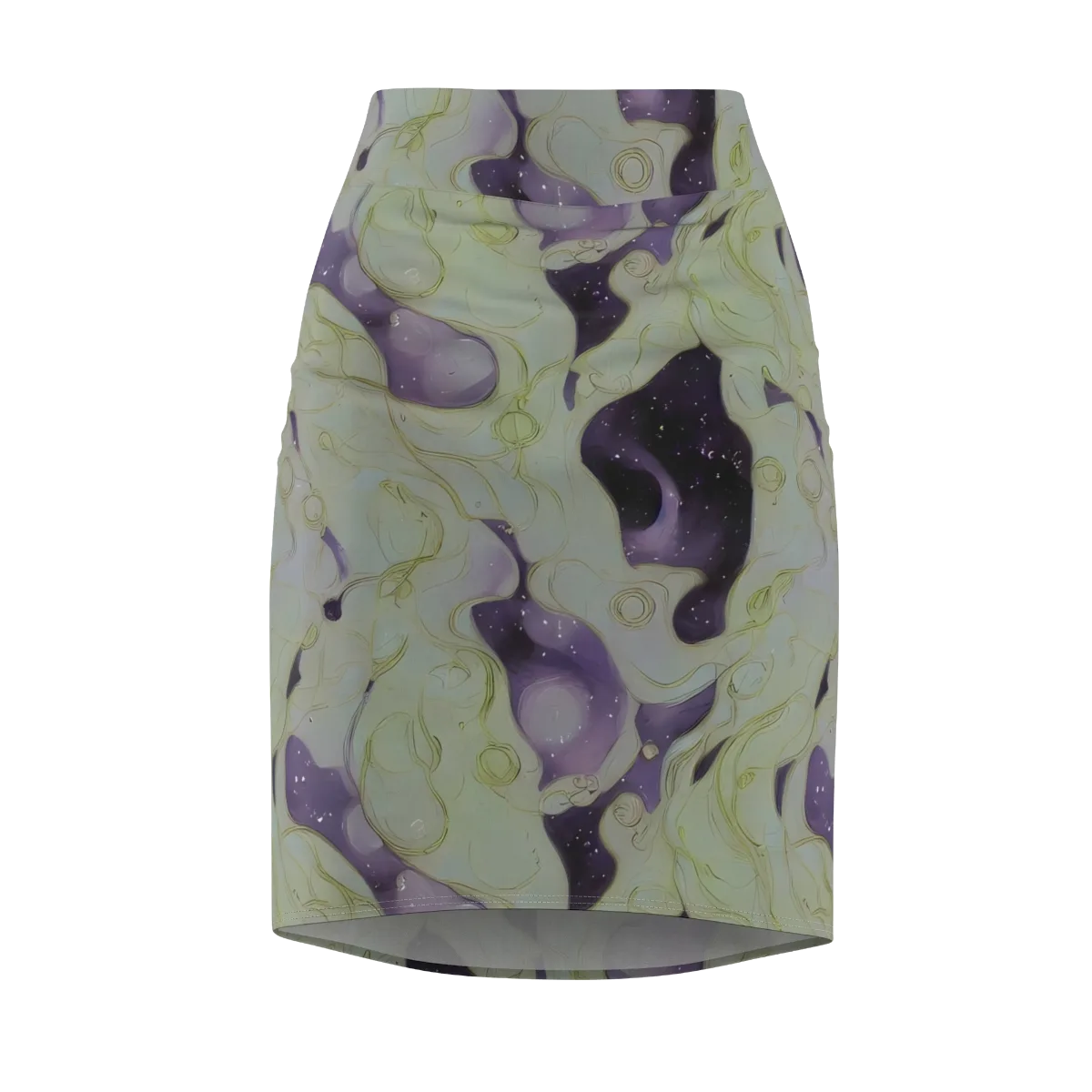Sage Galaxy on Pencil Skirt — Front