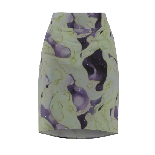 Sage Galaxy on a Pencil Skirt
