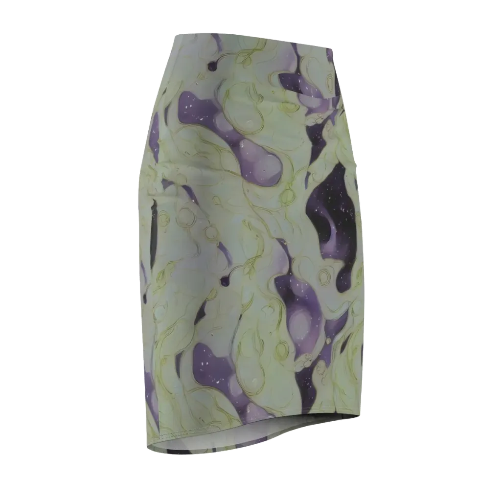 Sage Galaxy on Pencil Skirt — Front Side