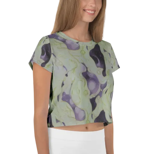 Sage Galaxy on a Crop Tee