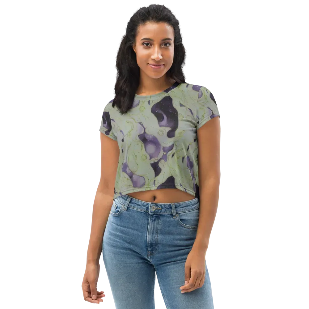 Sage Galaxy on Crop Tee — Front