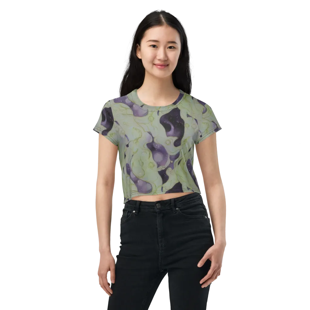 Sage Galaxy on Crop Tee — Front
