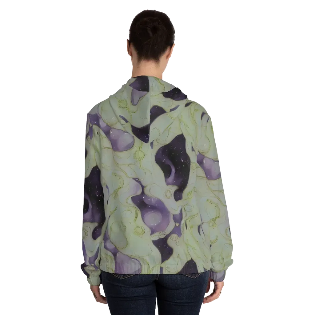 Sage Galaxy on Women's Full-Zip Hoodie — Back On Person