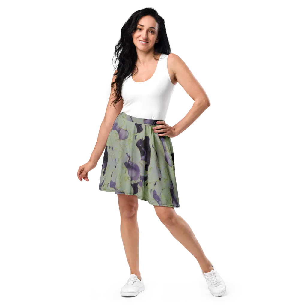 Sage Galaxy on Skater Skirt — Front
