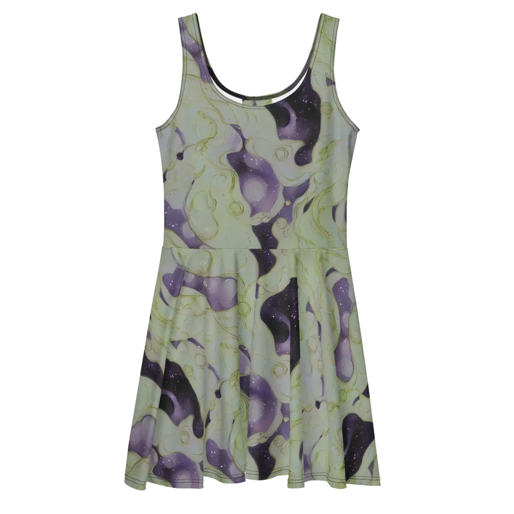 Sage Galaxy on Skater Dress — Front