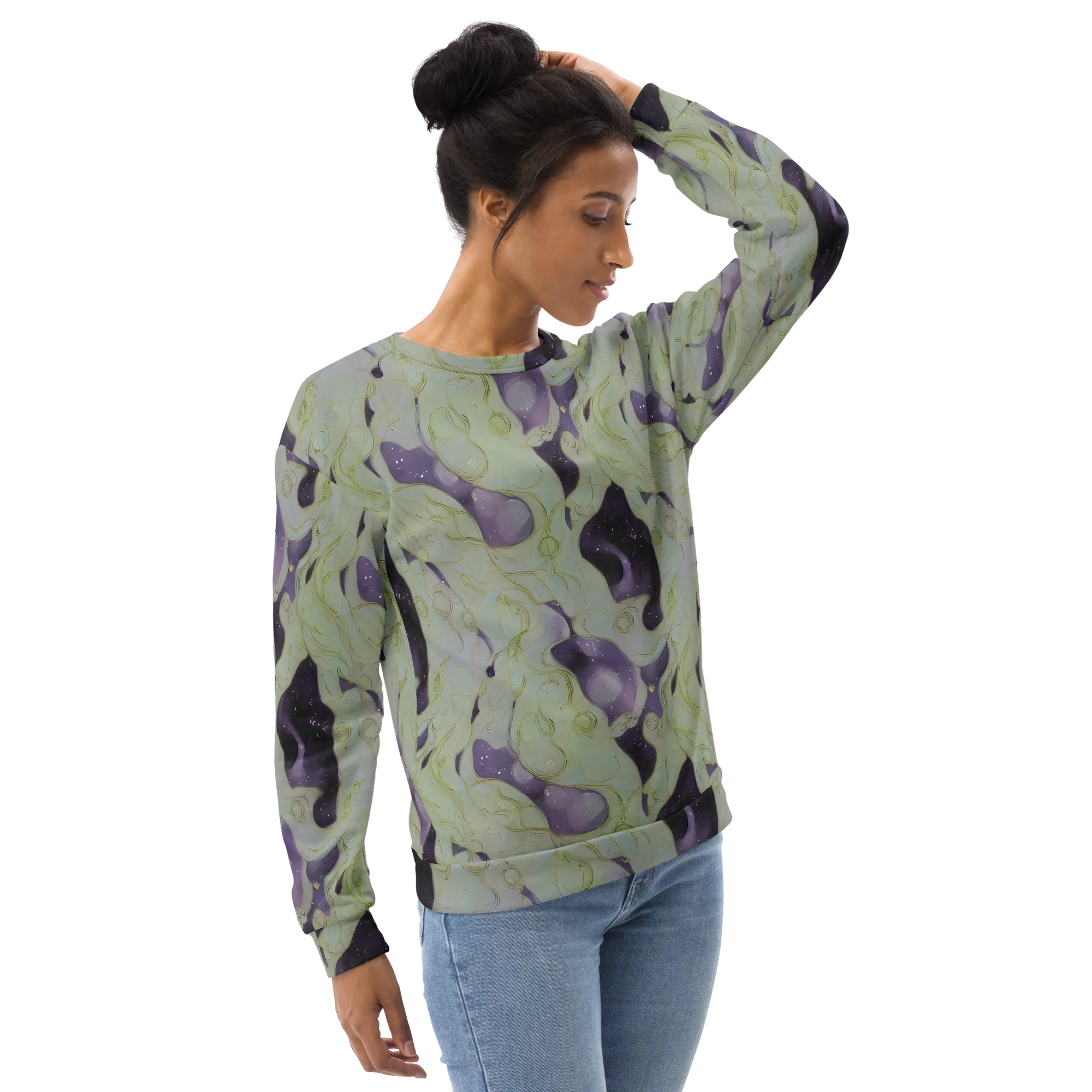 Sage Galaxy on Sweatshirt — Right Front