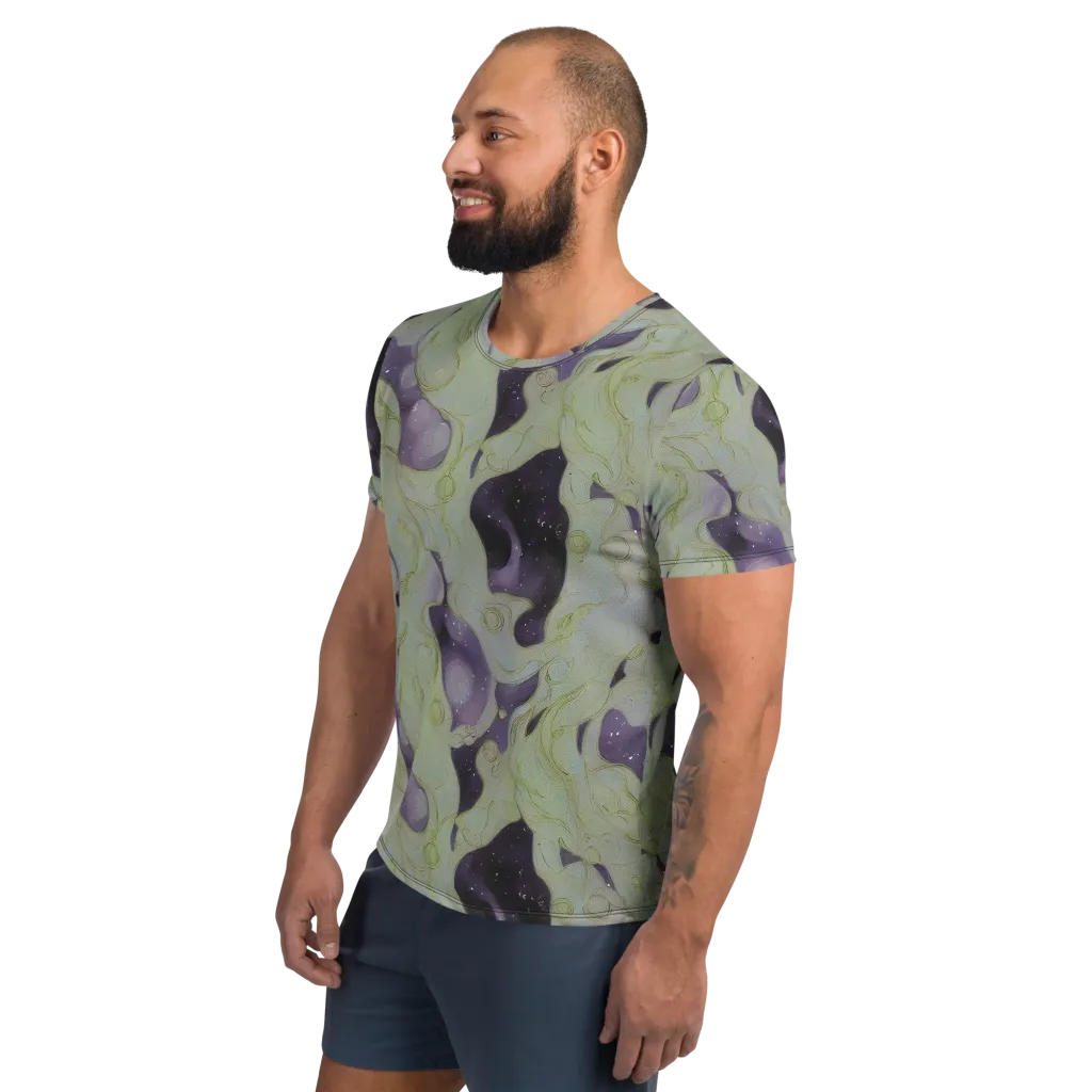 Sage Galaxy on Men's Athletic T-Shirt — Left
