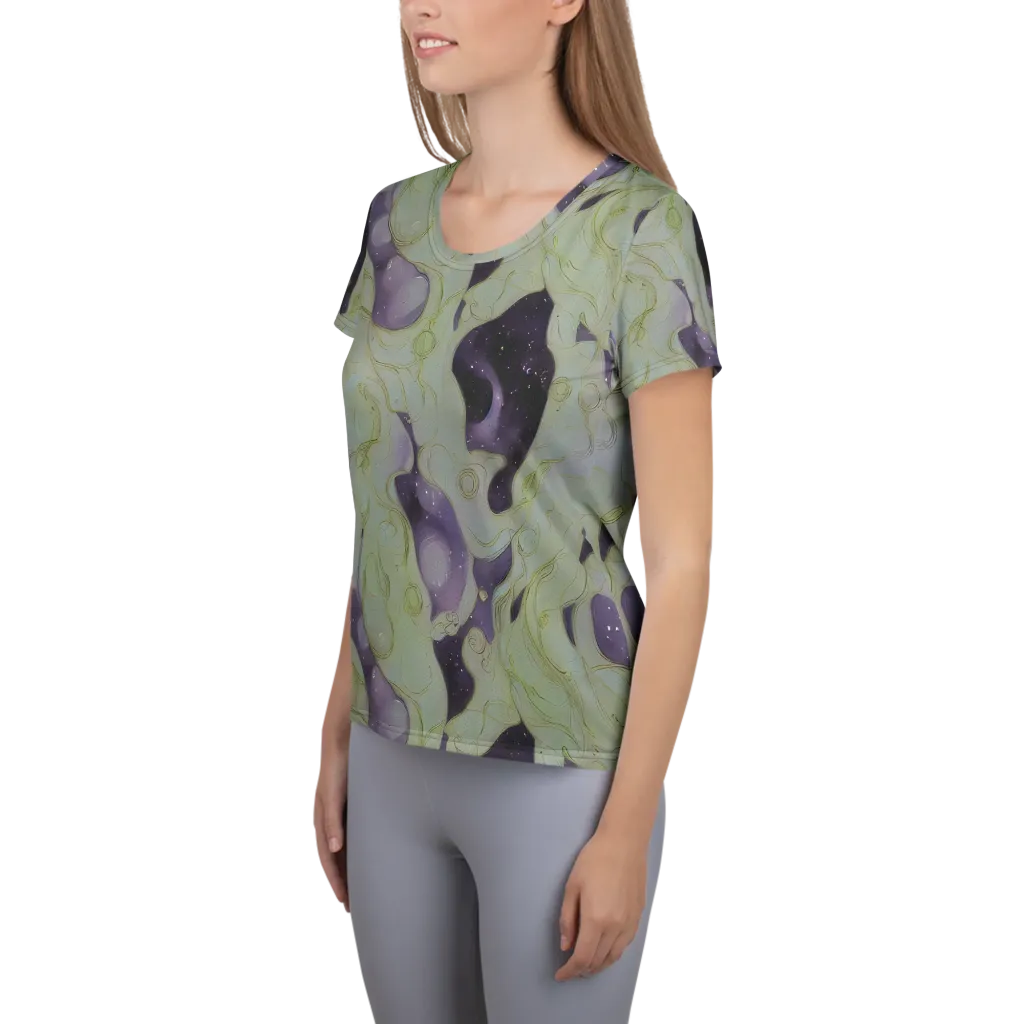 Sage Galaxy on Women's Athletic T-Shirt — Left