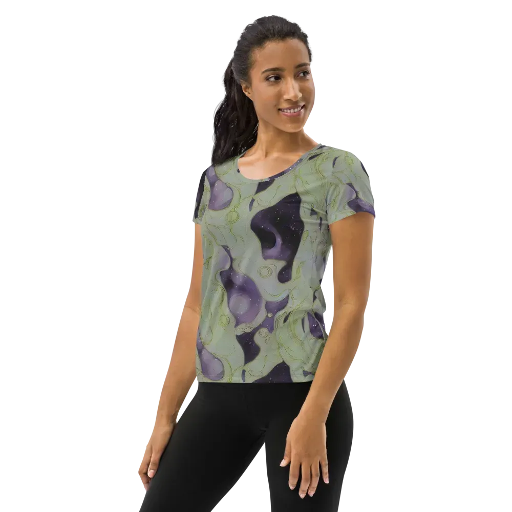 Sage Galaxy on Women's Athletic T-Shirt — Left