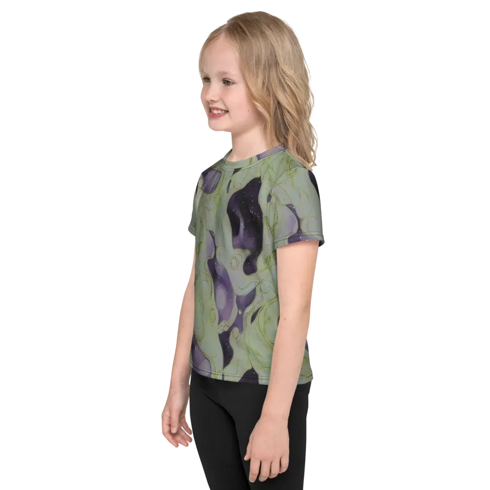 Sage Galaxy on Kids Crew Neck T-Shirt — Left