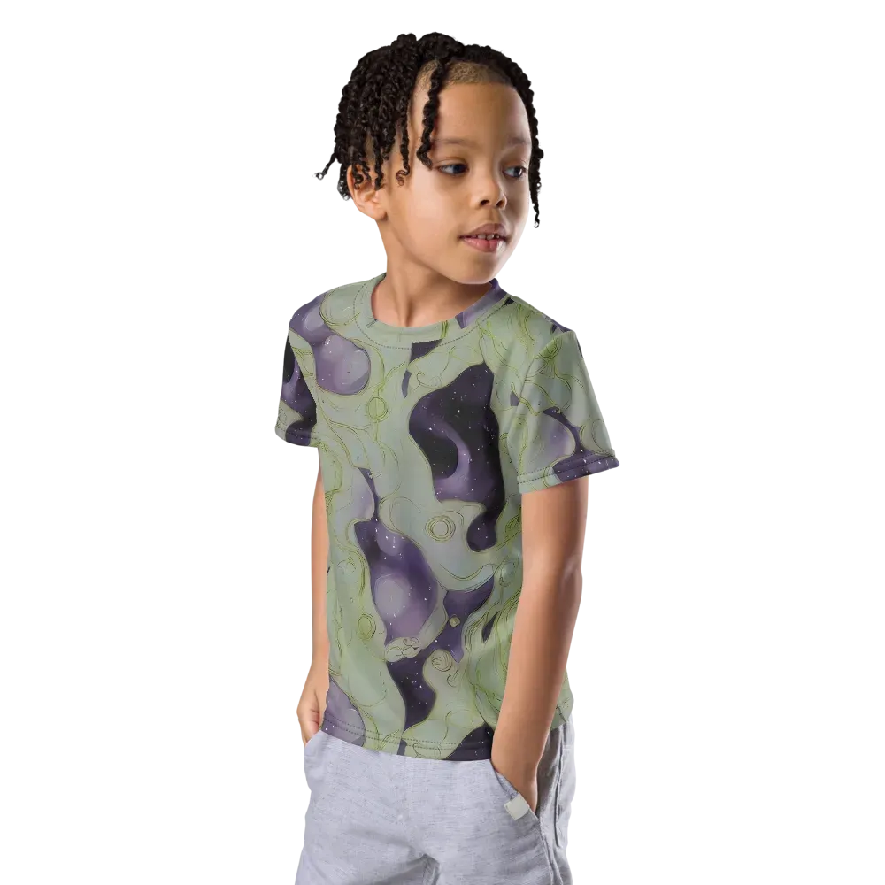 Sage Galaxy on Kids Crew Neck T-Shirt — Left Front