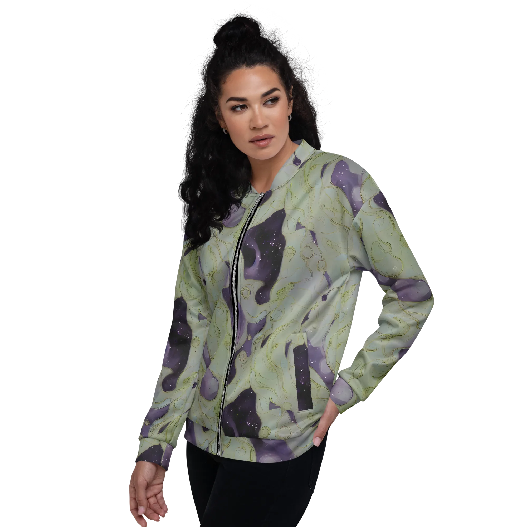 Sage Galaxy on Bomber Jacket — Left
