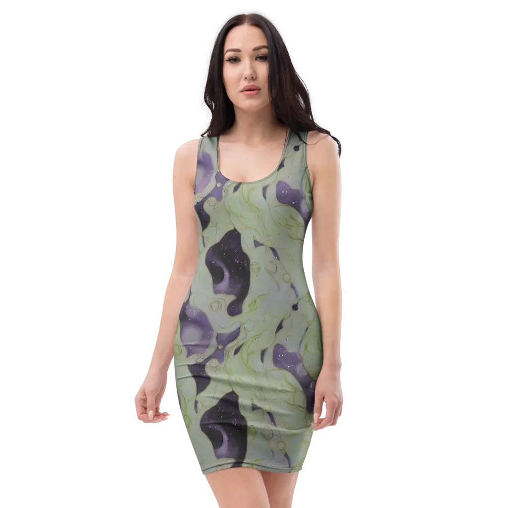 Sage Galaxy on Bodycon Dress — Front