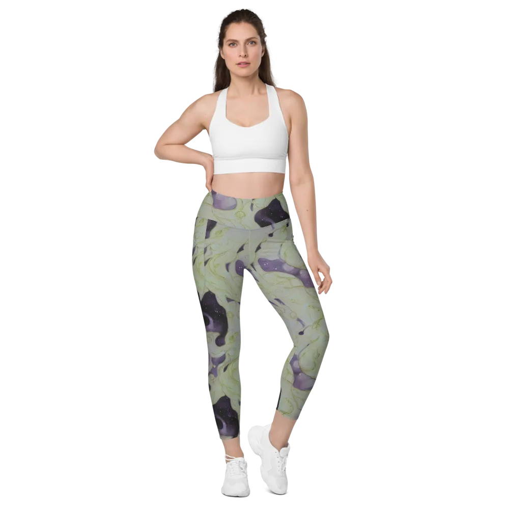 Sage Galaxy on Leggings with Pockets — Front
