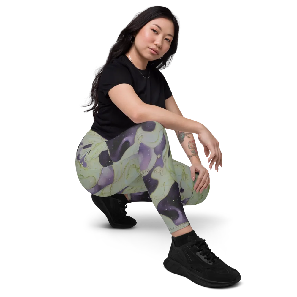 Sage Galaxy on Leggings with Pockets — Right Front