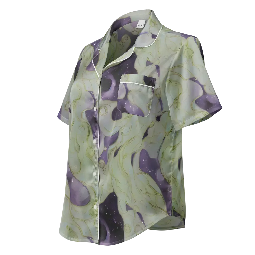 Sage Galaxy on Women's Short Sleeve Pajama Top — Left Front