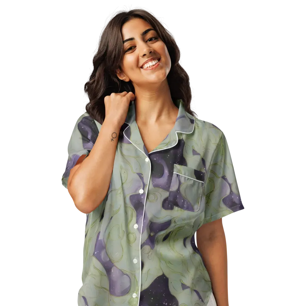 Sage Galaxy on Women's Short Sleeve Pajama Top — Front