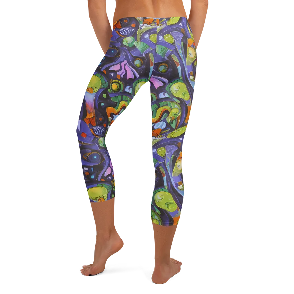 Neon Organism on Capri Leggings — Back