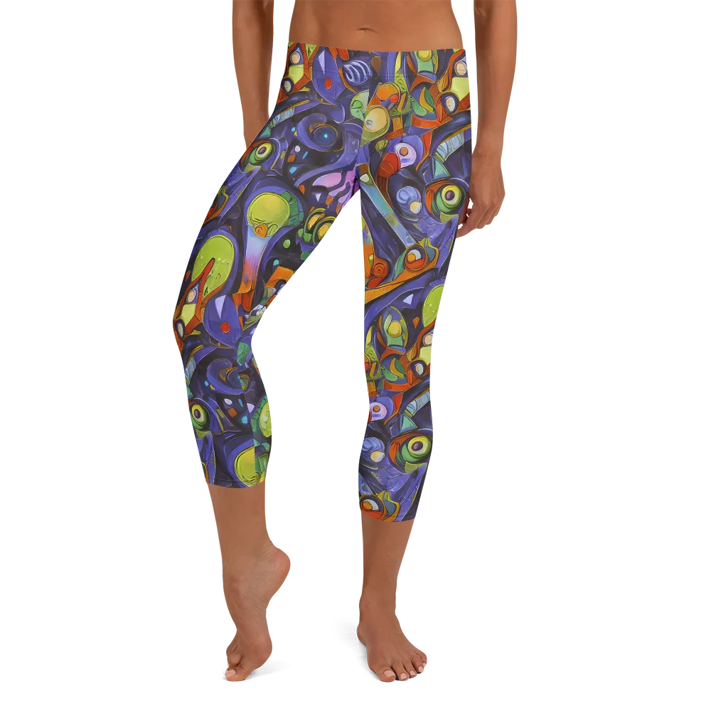 Neon Organism on Capri Leggings — Front