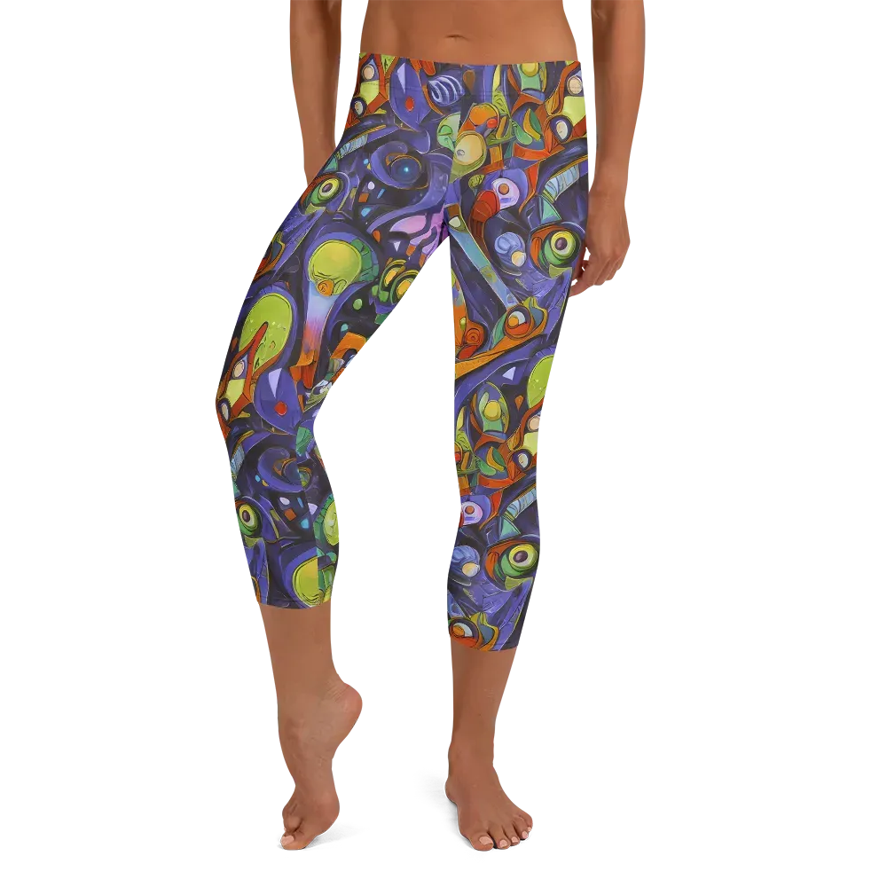 Neon Organism on Capri Leggings — Front