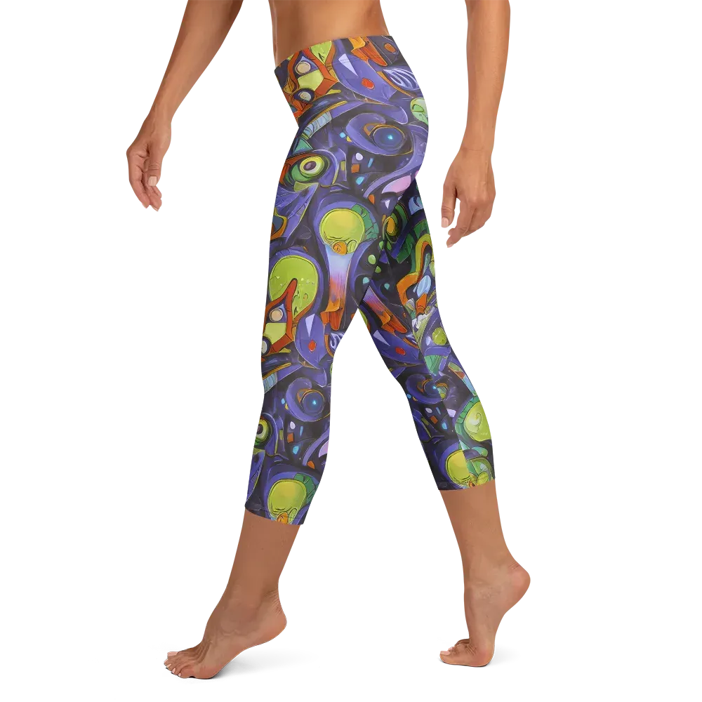 Neon Organism on Capri Leggings — Left