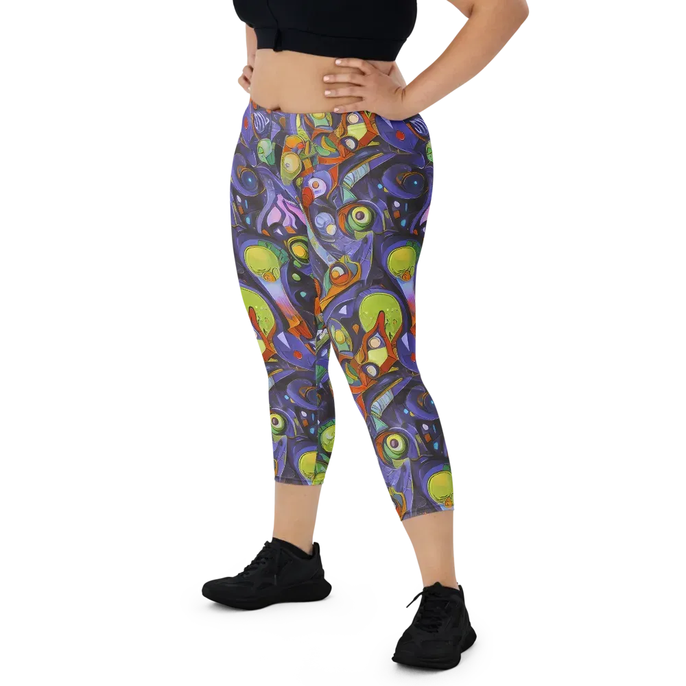 Neon Organism on Capri Leggings — Front
