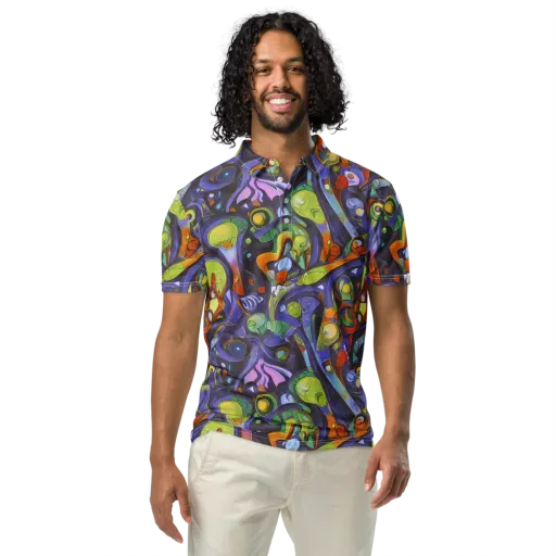 Neon Organism on a Men's Slim Fit Polo Shirt