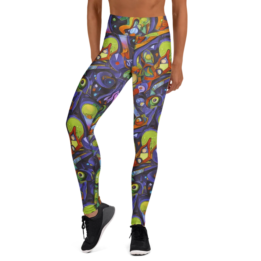 Neon Organism on Yoga Leggings — Front