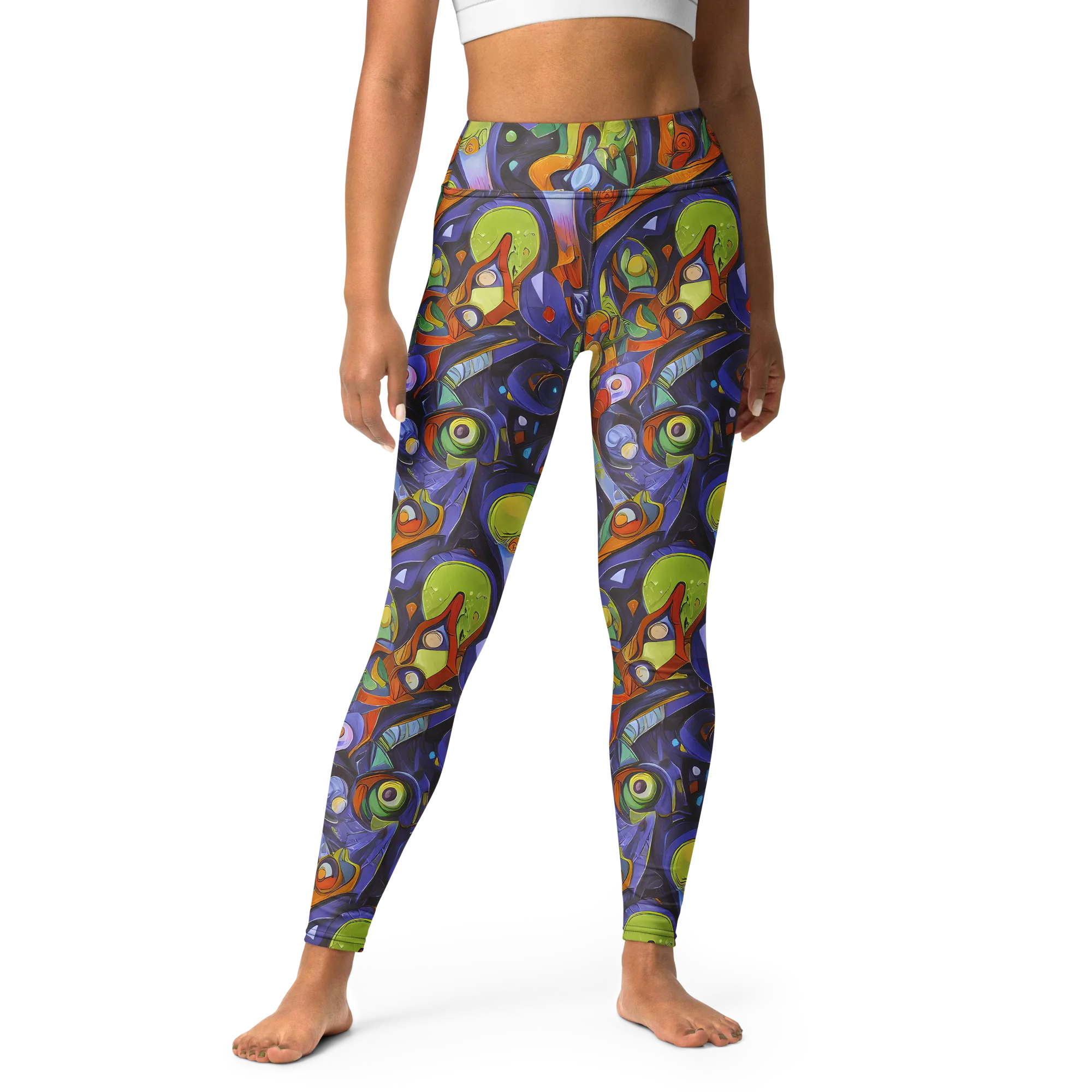 Neon Organism on Yoga Leggings — Front