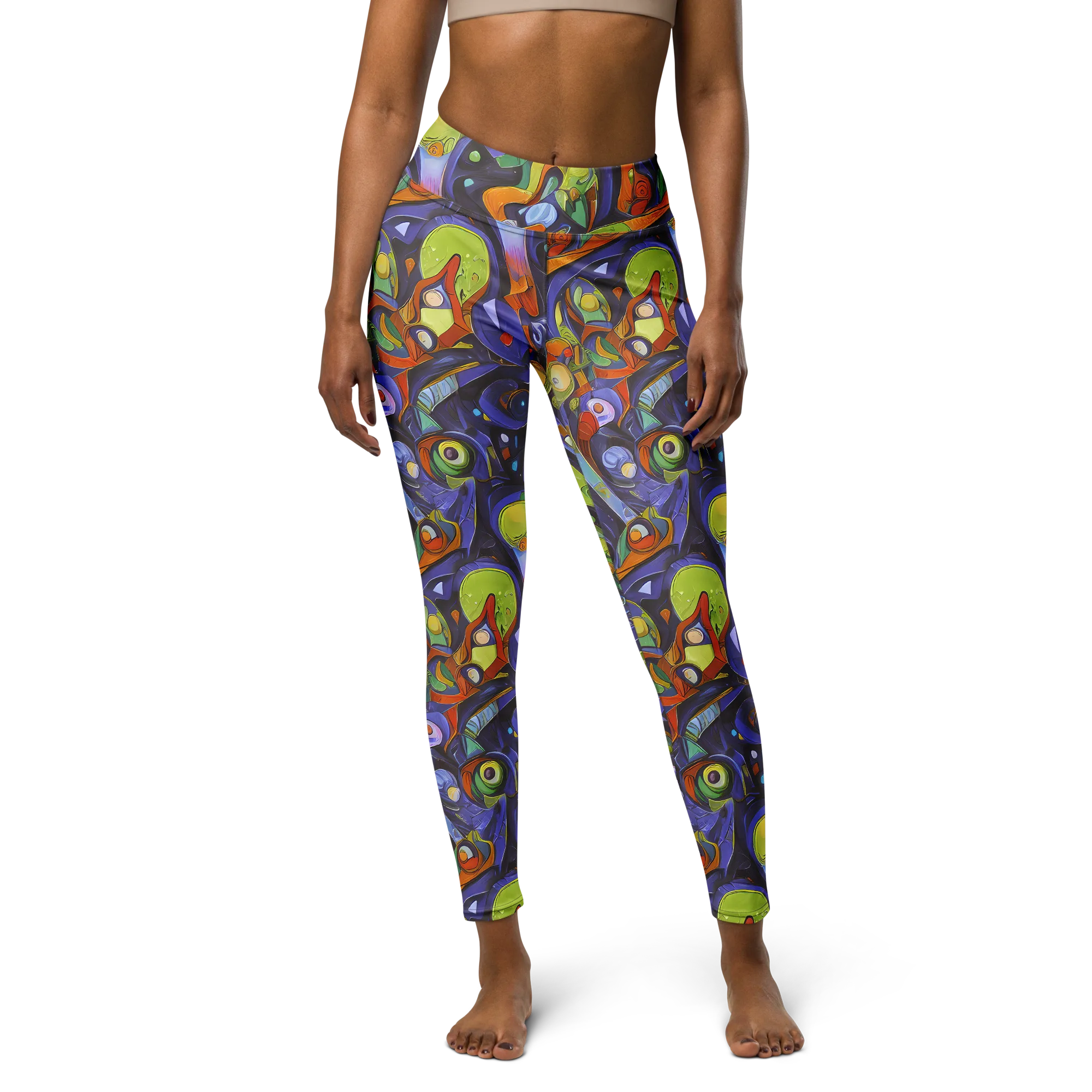 Neon Organism on Yoga Leggings — Front