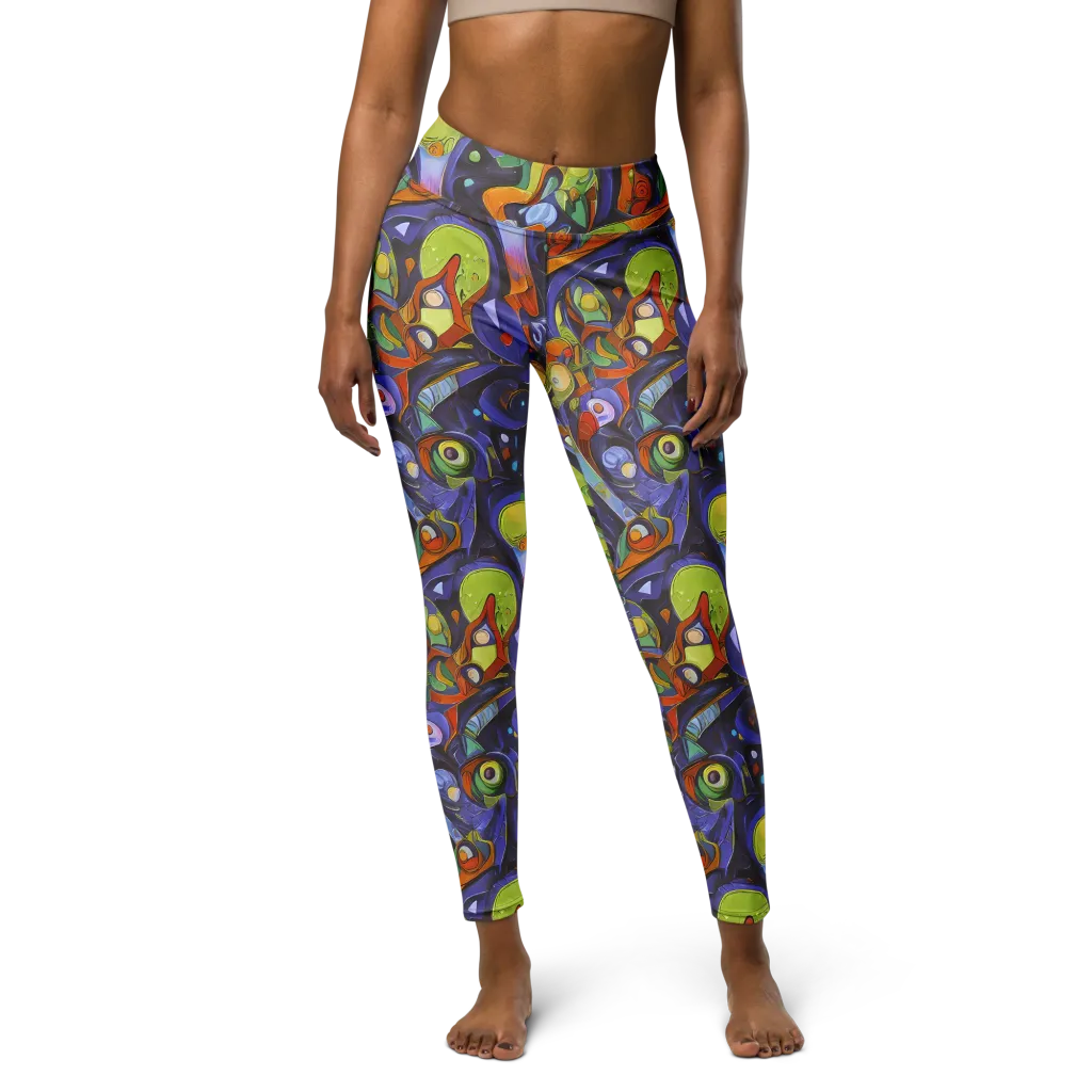 Neon Organism on Yoga Leggings — Front