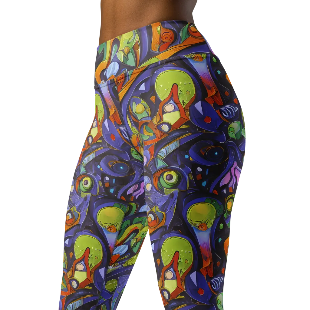 Neon Organism on Yoga Leggings — Left Front
