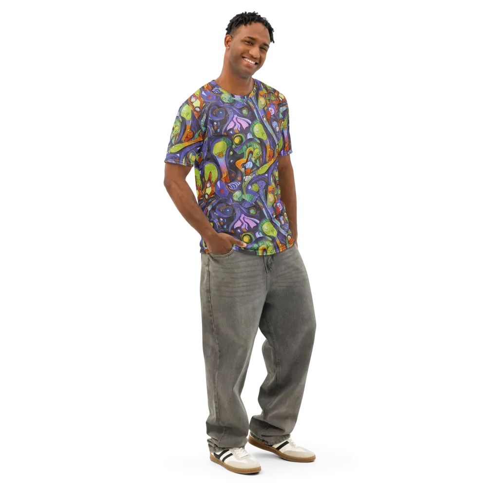 Neon Organism on Men's Cotton Crew Neck T-Shirt — Right Front