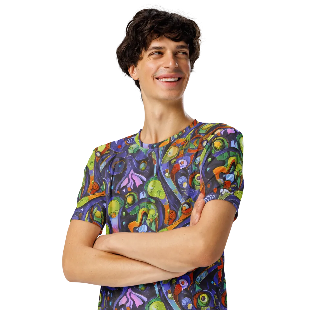 Neon Organism on Men's Crew Neck T-Shirt — Left Front