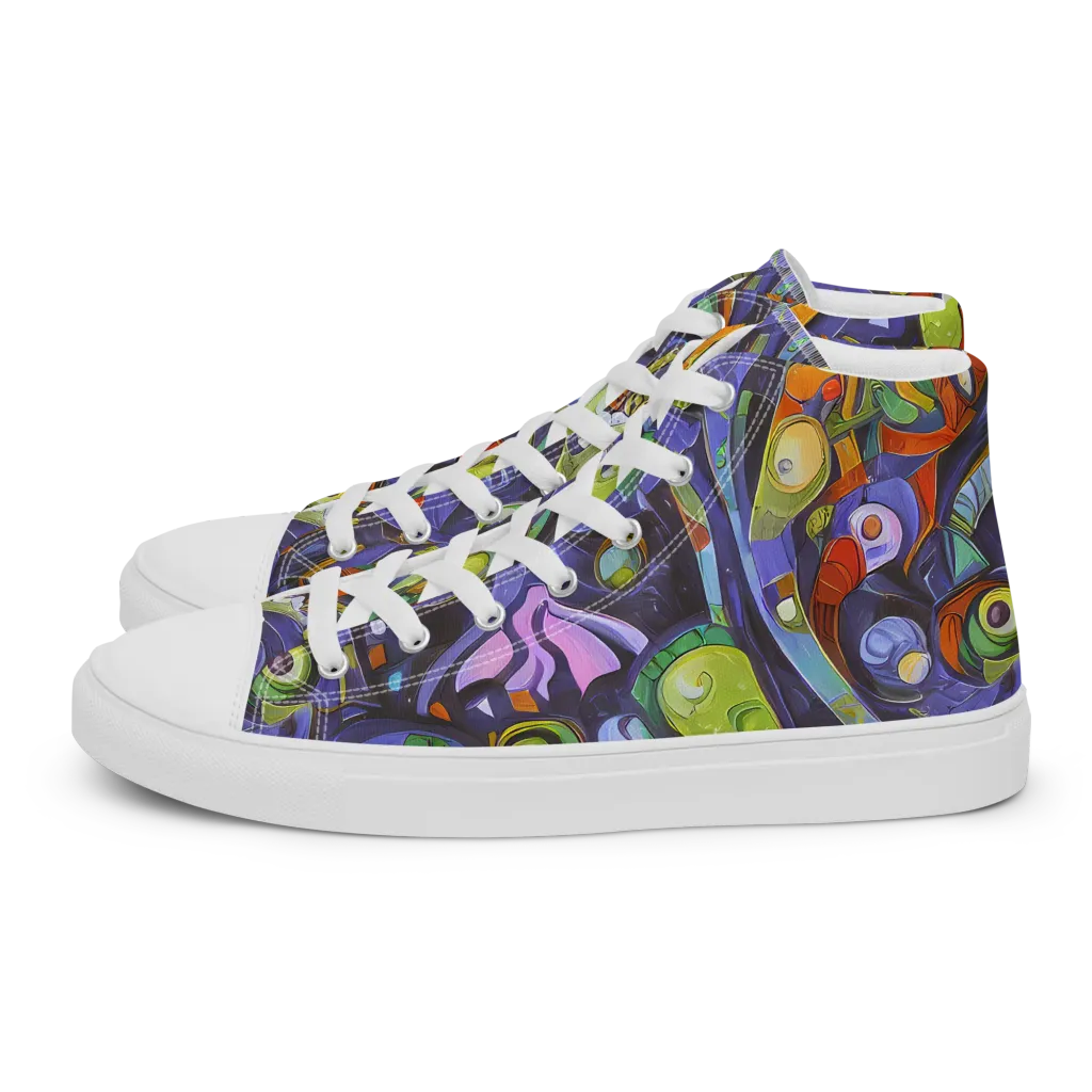 Neon Organism on Men's High Top Canvas Shoes — Left
