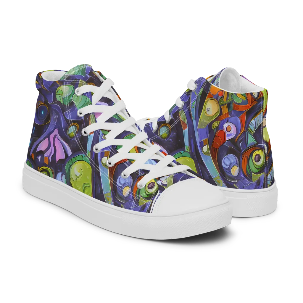 Neon Organism on Men's High Top Canvas Shoes — Right